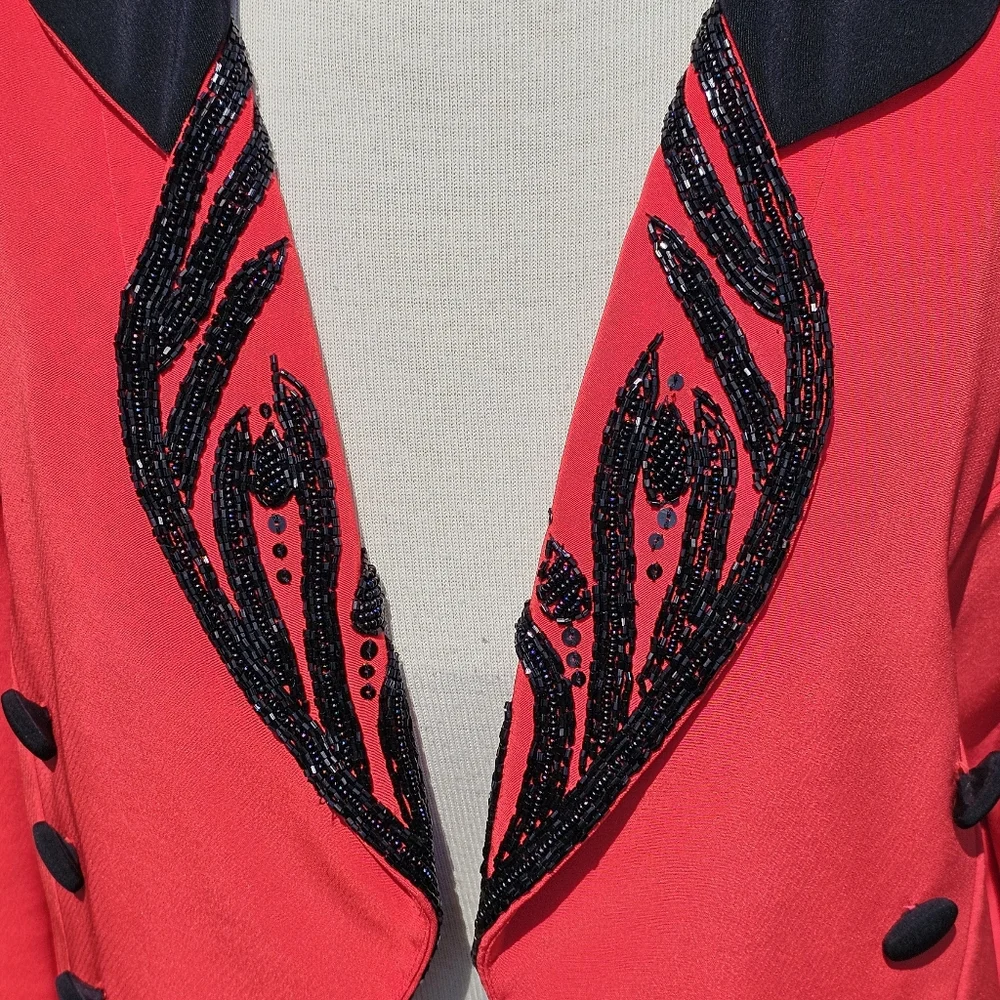 Bellissima Couture vtg. red beaded jacket - Picture 5 of 8